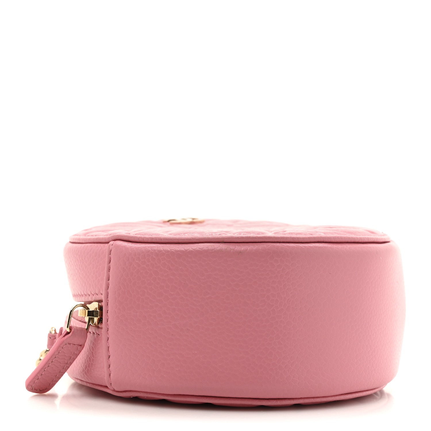 Chanel Caviar Camellia Embossed Round Clutch With Chain Pink 4 of 11
