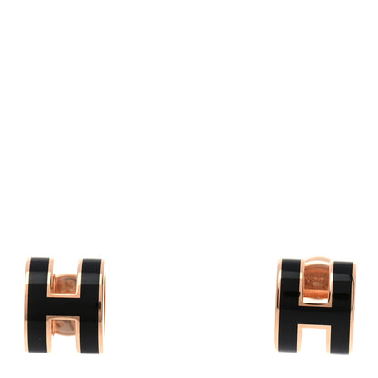 Hermes Rose Gold Lacquered Mini Pop H Earrings Black 1 of 5