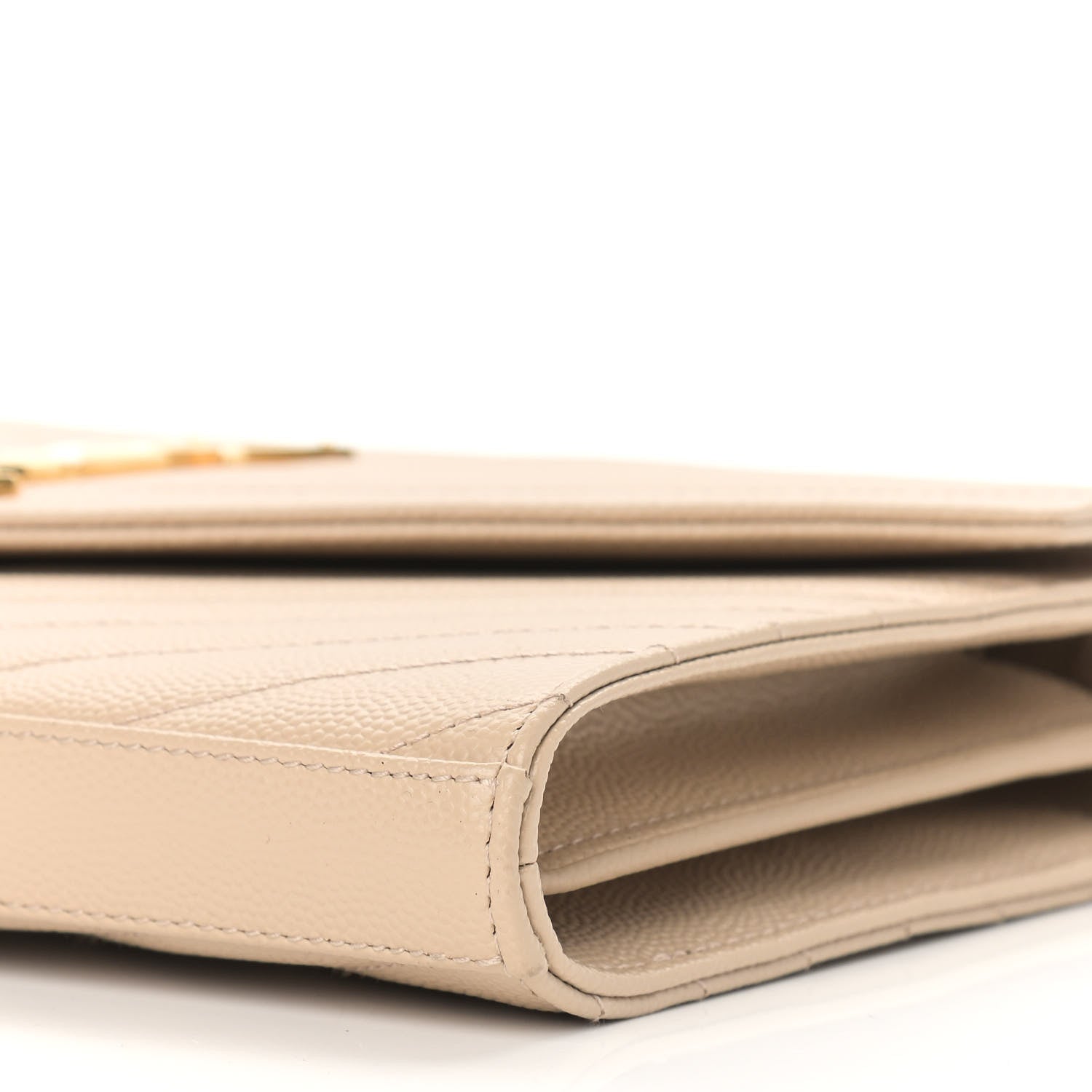 Saint Laurent Grain De Poudre Matelasse Chevron Monogram Chain Wallet Nude Powder 9 of 9
