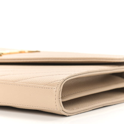 Saint Laurent Grain De Poudre Matelasse Chevron Monogram Chain Wallet Nude Powder 9 of 9