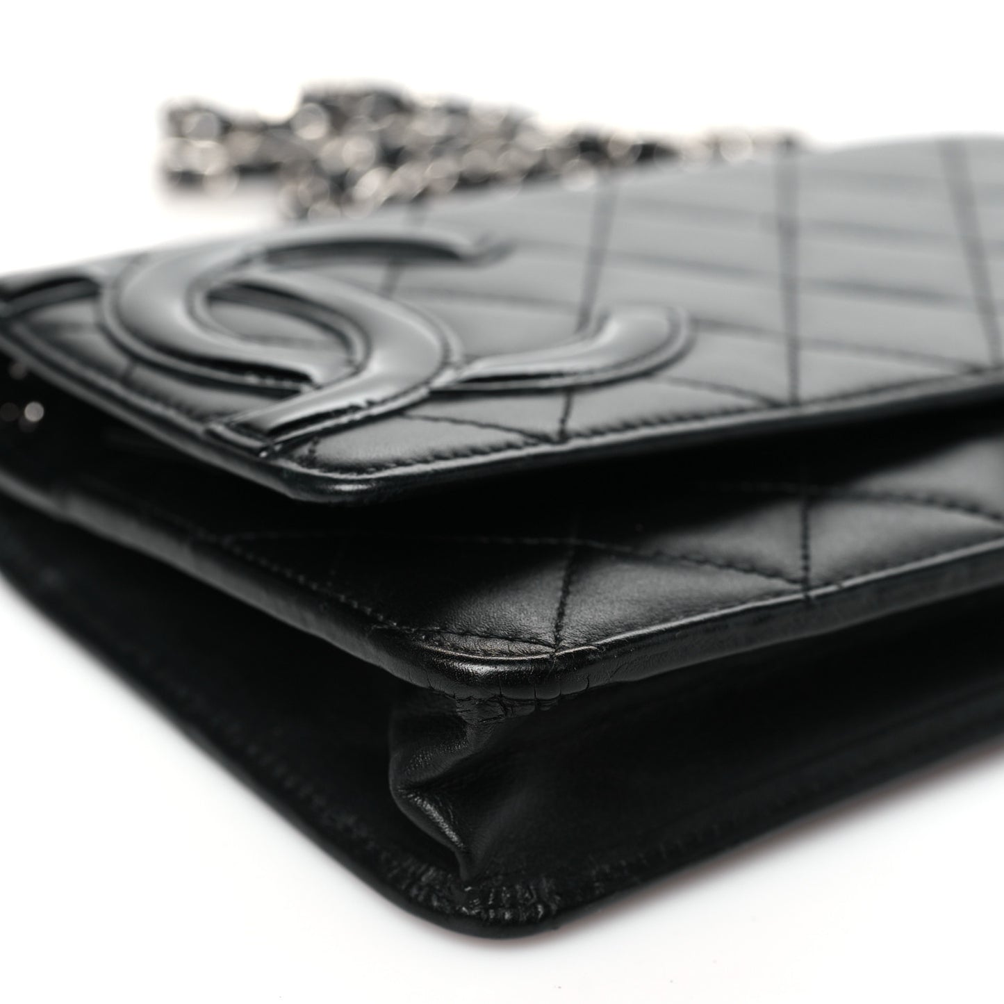 Calfskin Quilted Cambon Wallet on Chain WOC Black