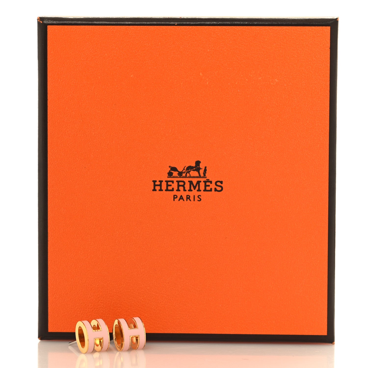 Hermes Gold Lacquered Mini Pop H Earrings Mauve Sylvestre 6 of 6