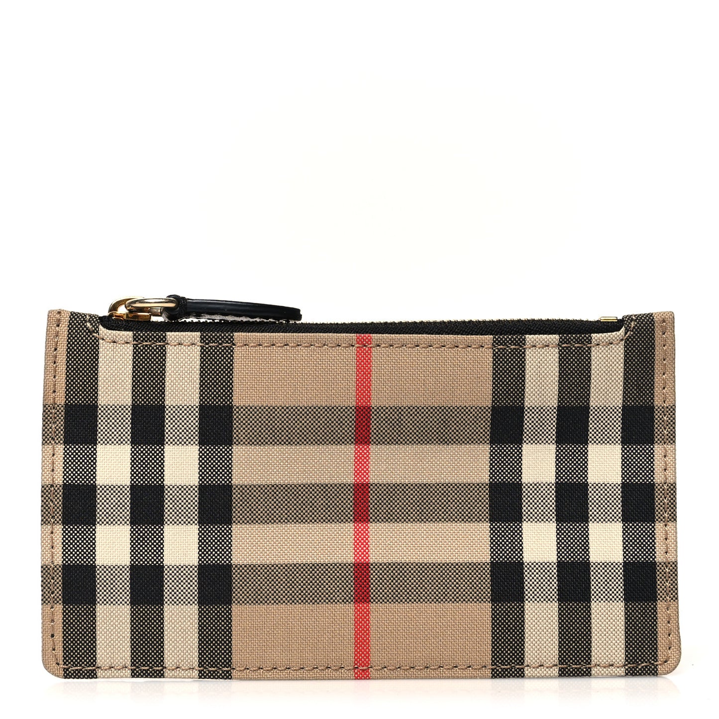 Vintage Check Calfskin Coin Case Card Holder Black