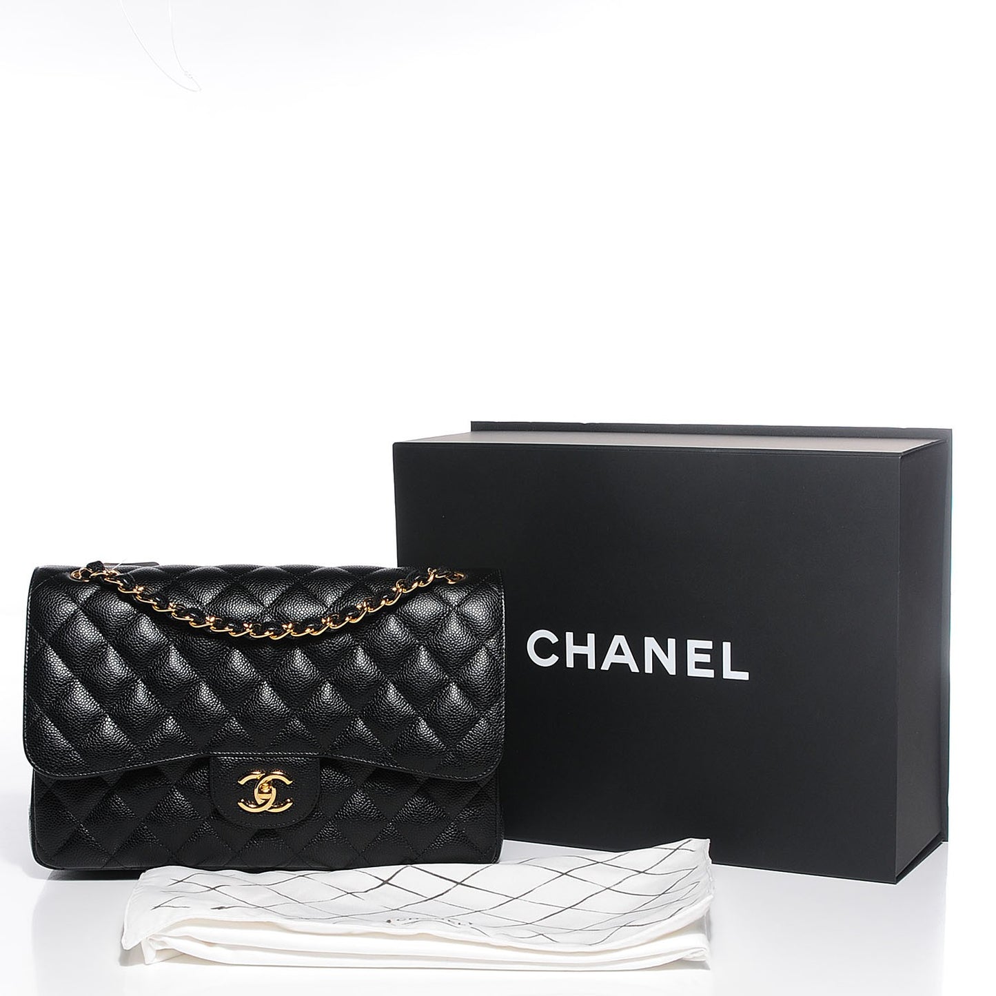 Caviar Quilted Jumbo Double Flap Black