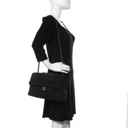 Chanel Denim Quilted CC Print Jumbo Single Flap Black 2 of 11