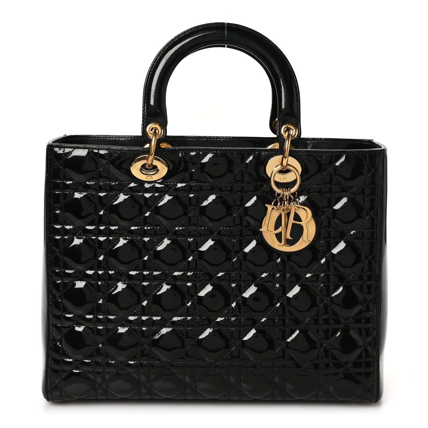 Patent Cannage Large Lady Dior Black