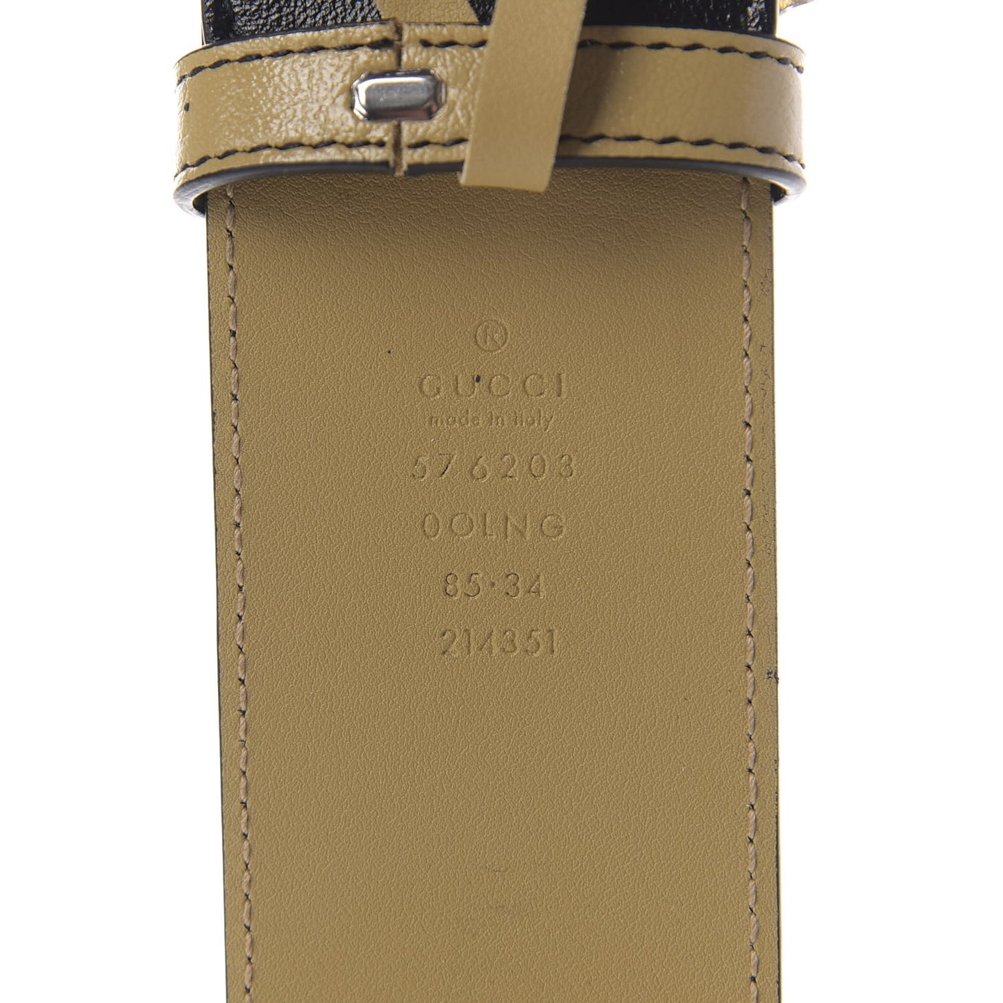 Calfskin Striped Textured Double G 50mm Belt 85 34 Black Beige