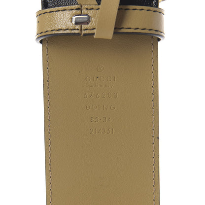 Gucci Calfskin Striped Textured Double G 50mm Belt 85 34 Black Beige 3 of 4