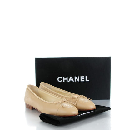 Chanel Lambskin Cap Toe CC Ballerina Flats 37 Light Beige 8 of 8