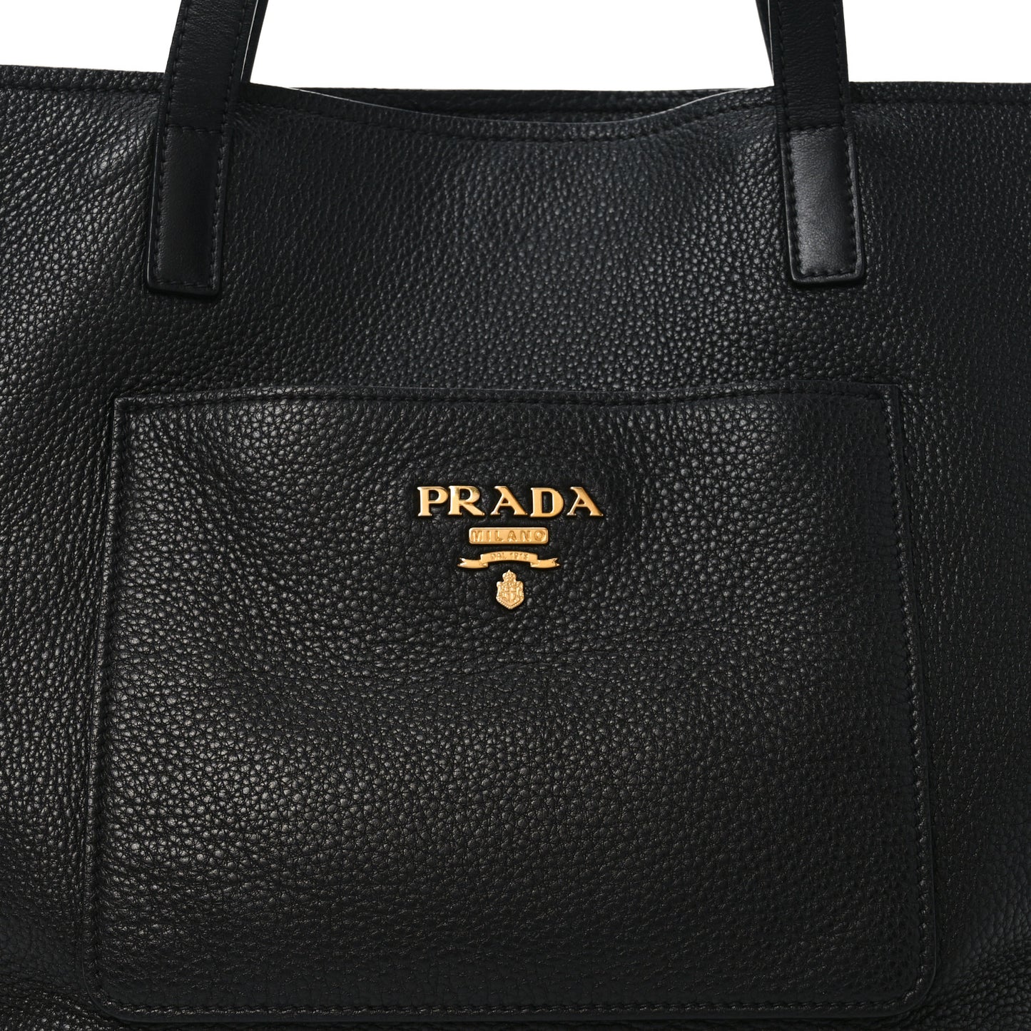 Vitello Daino Pocket Shopping Tote Black