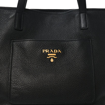 Prada Vitello Daino Pocket Shopping Tote Black 7 of 9