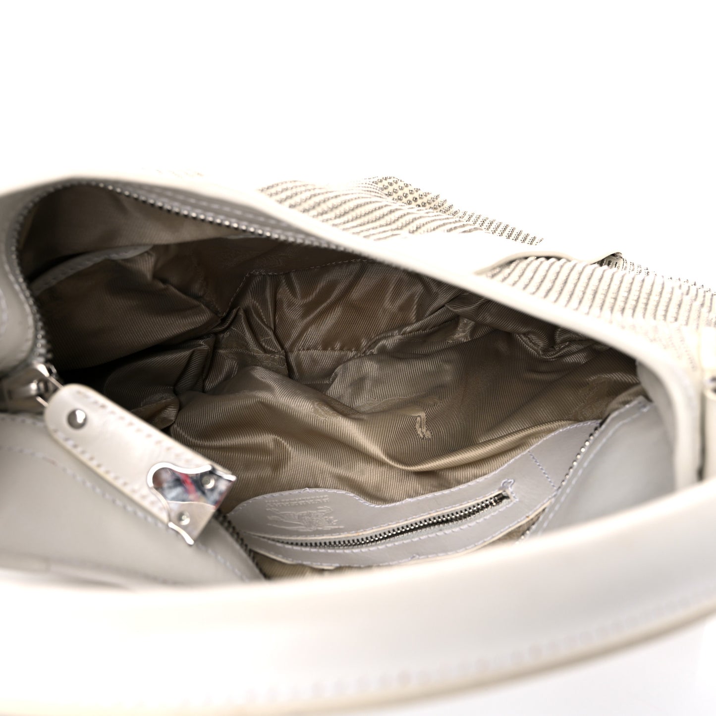 Calfskin Studded Hobo White