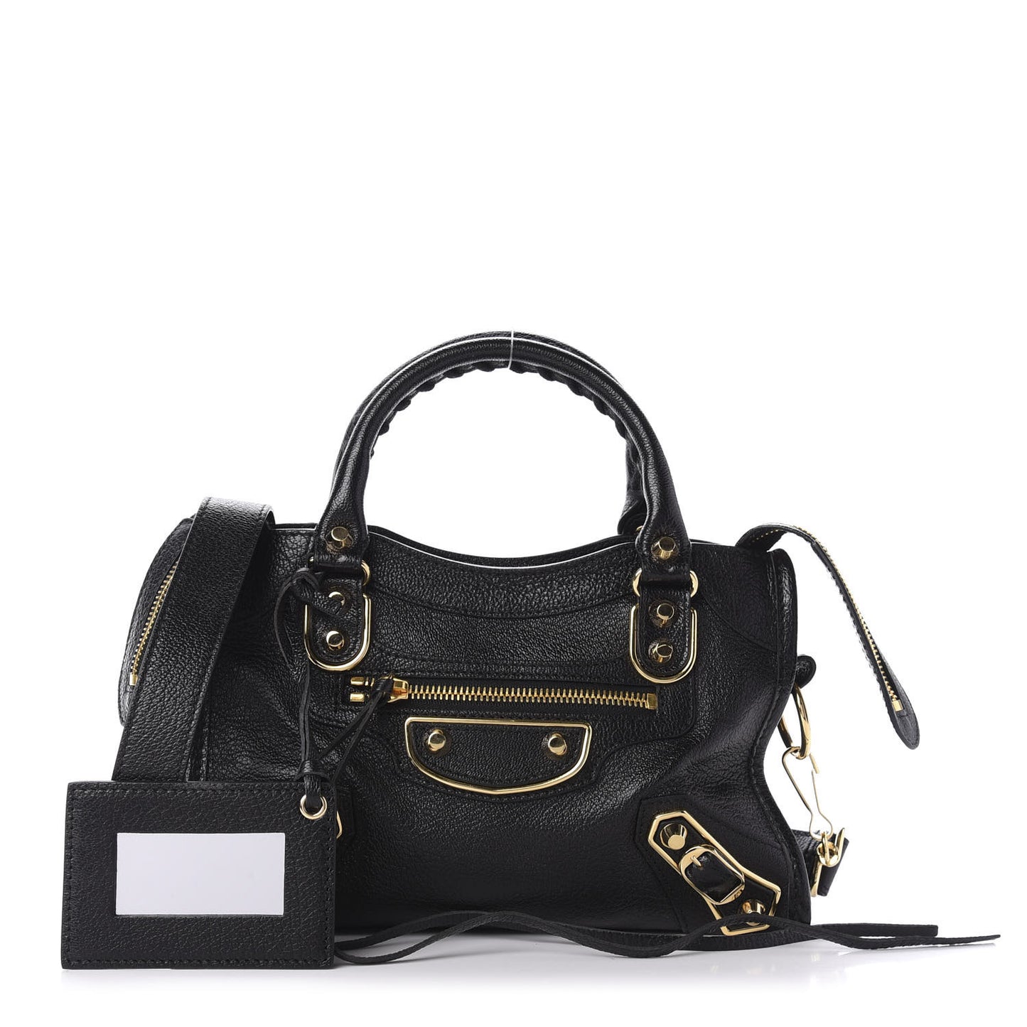 Chevre Gold Metallic Edge Hardware Mini City Black