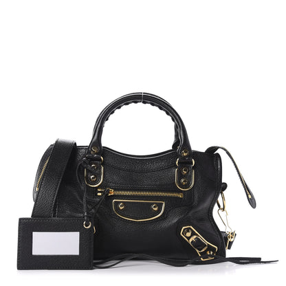 Balenciaga Chevre Gold Metallic Edge Hardware Mini City Black 1 of 12