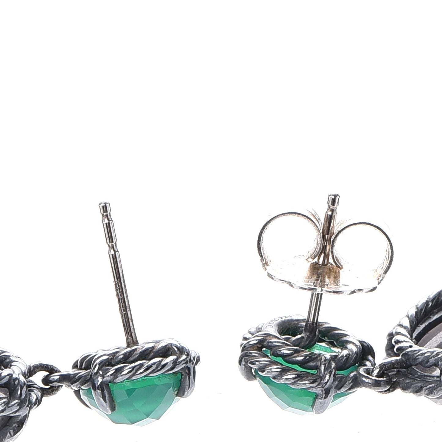 Sterling Silver Onyx Amethyst Quartz Chatelaine Drop Earrings