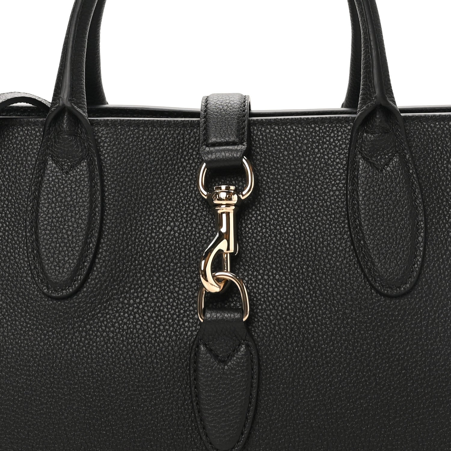 Gucci Grained Calfskin Medium Jackie Top Handle Bag Black 8 of 10