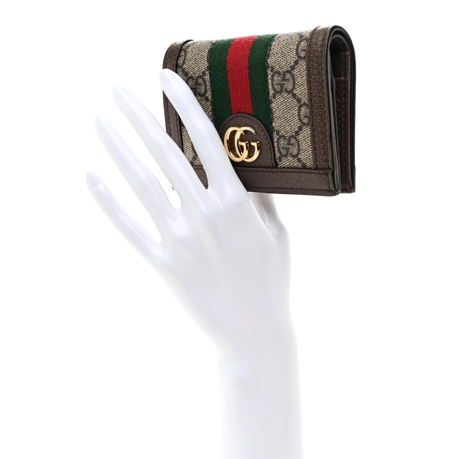 Gucci GG Supreme Monogram Web Ophidia Card Case Beige New Acero 2 of 7