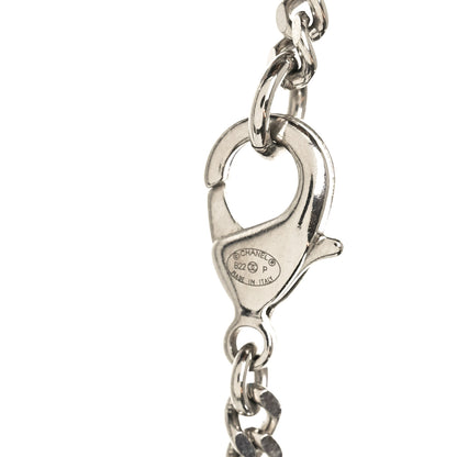 Chanel Crystal Baguette CC Mirror Pendant Necklace Silver 4 of 4