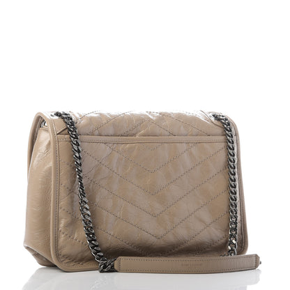 Saint Laurent Crinkled Calfskin Matelasse Monogram Medium Niki Chain Satchel Light Taupe 3 of 9