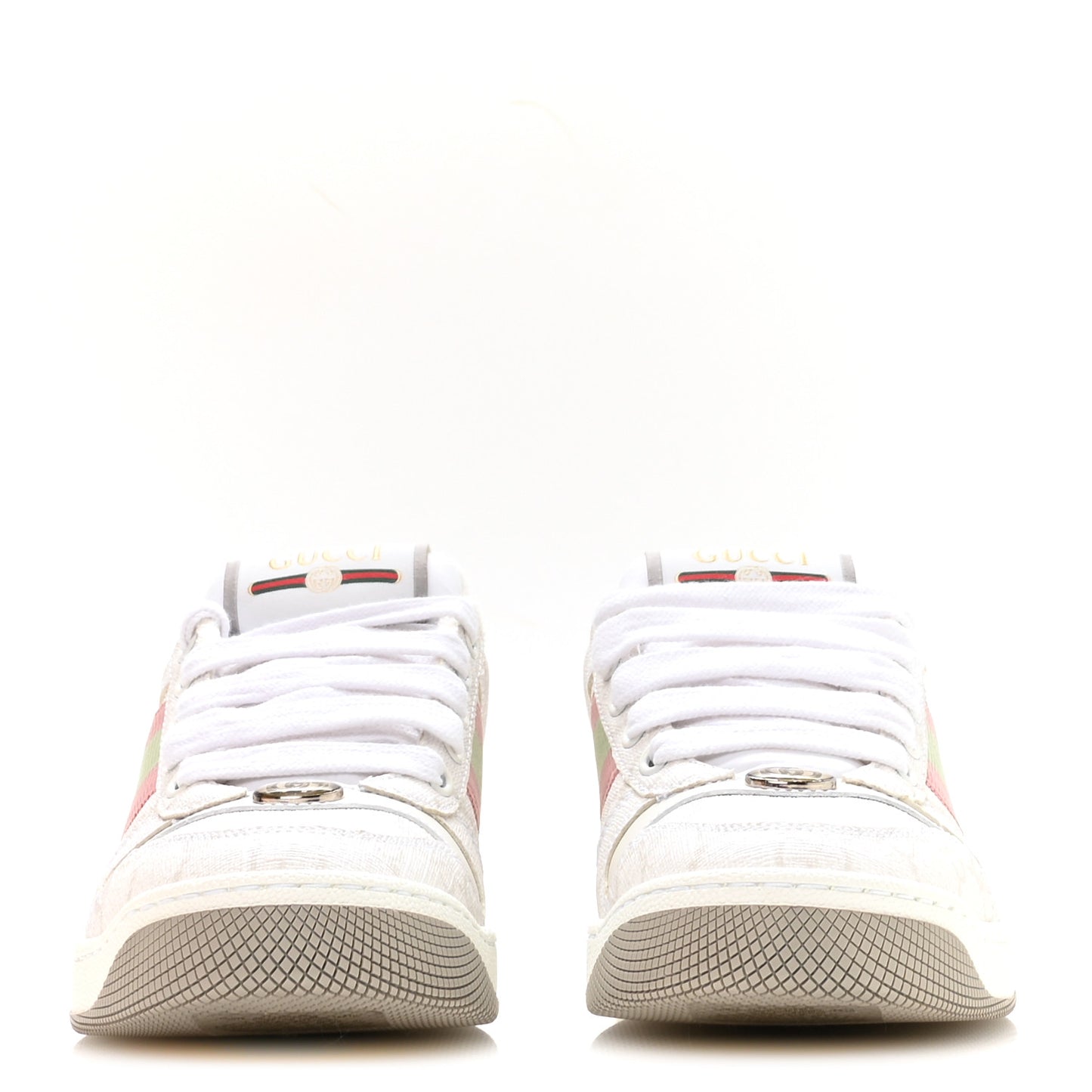 GG Monogram Web Screener Sneakers 35.5 White Grey Pink
