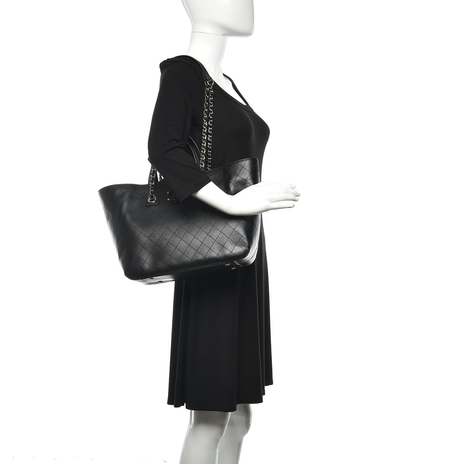 Chanel Calfskin Stitched Shopping Tote Black 2 of 11