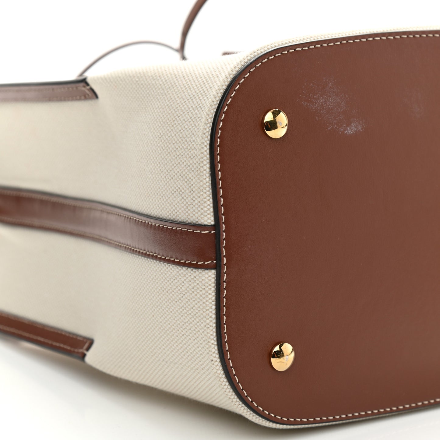 Canvas Cotton Small Peggy Bucket Bag Natural Gold