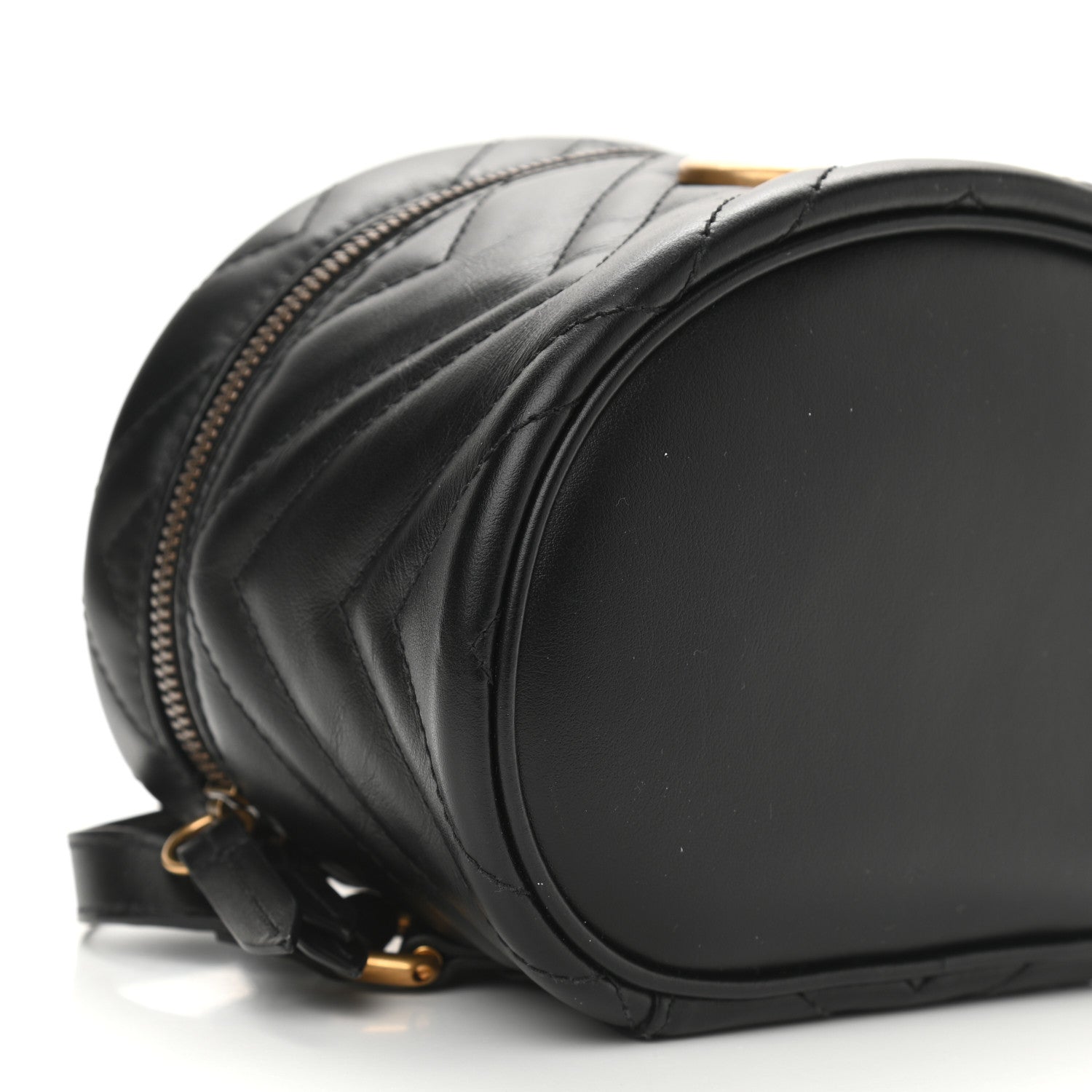 Gucci Calfskin Matelasse Mini GG Marmont Round Backpack Black 8 of 9