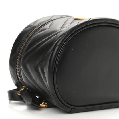 Gucci Calfskin Matelasse Mini GG Marmont Round Backpack Black 8 of 9