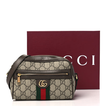 Gucci GG Supreme Monogram Textured Dollar Calfskin Mini Ophidia Shoulder Bag Beige Ebony New Acero 11 of 11