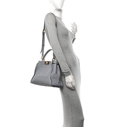 Fendi Vitello Seta Shiny Nappa Medium Peekaboo Iconic Satchel Ardesia Amido 2 of 12