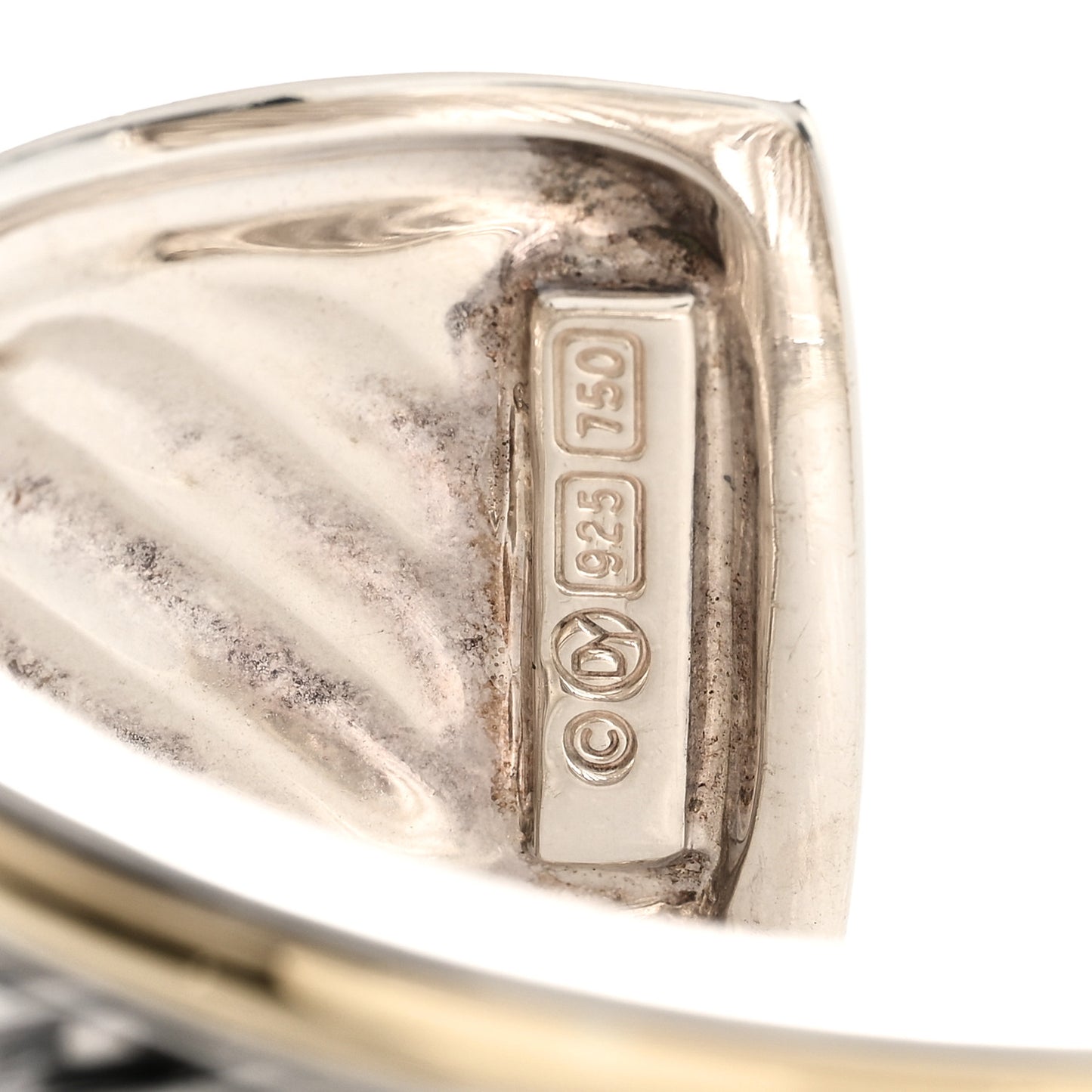 Sterling Silver 18K Yellow Gold 41mm Sculpted Cable Cuff Bracelet