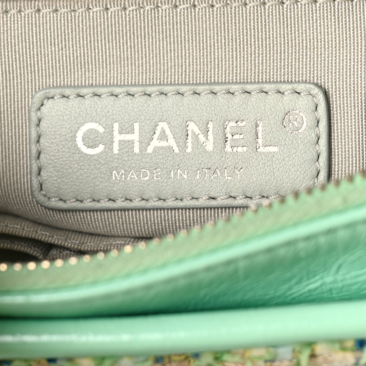 Tweed Calfskin Quilted Small Gabrielle Hobo Green