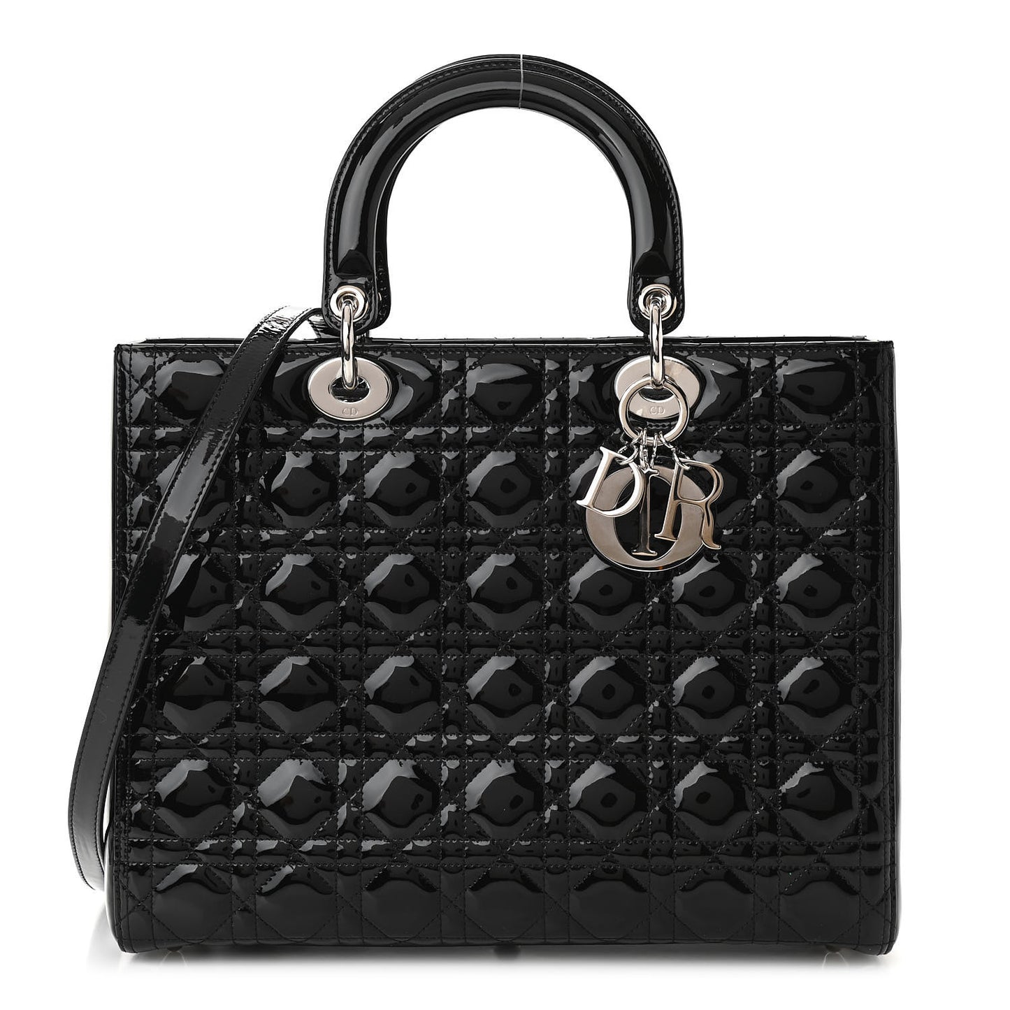 Patent Cannage Large Lady Dior Black