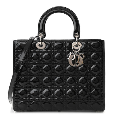 Christian Dior Patent Cannage Large Lady Dior Black 1 of 10