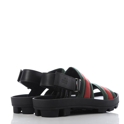 Gucci Nylon Cirano Lux Web Mens Cleat Sole Slingback Sandals 9.5 Green Red Black 4 of 10
