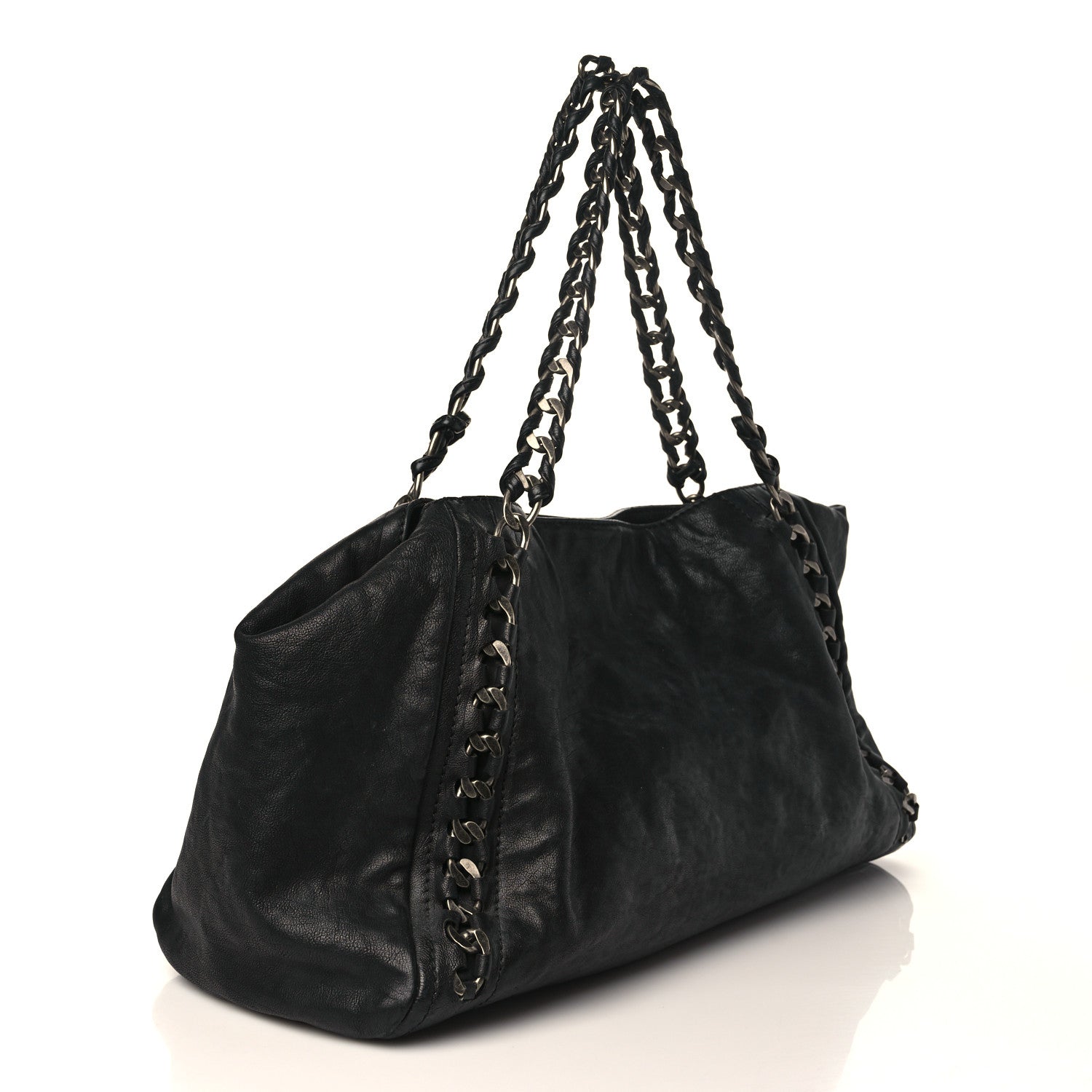 Chanel Glazed Calfskin East West Modern Chain Tote Black 3 of 9