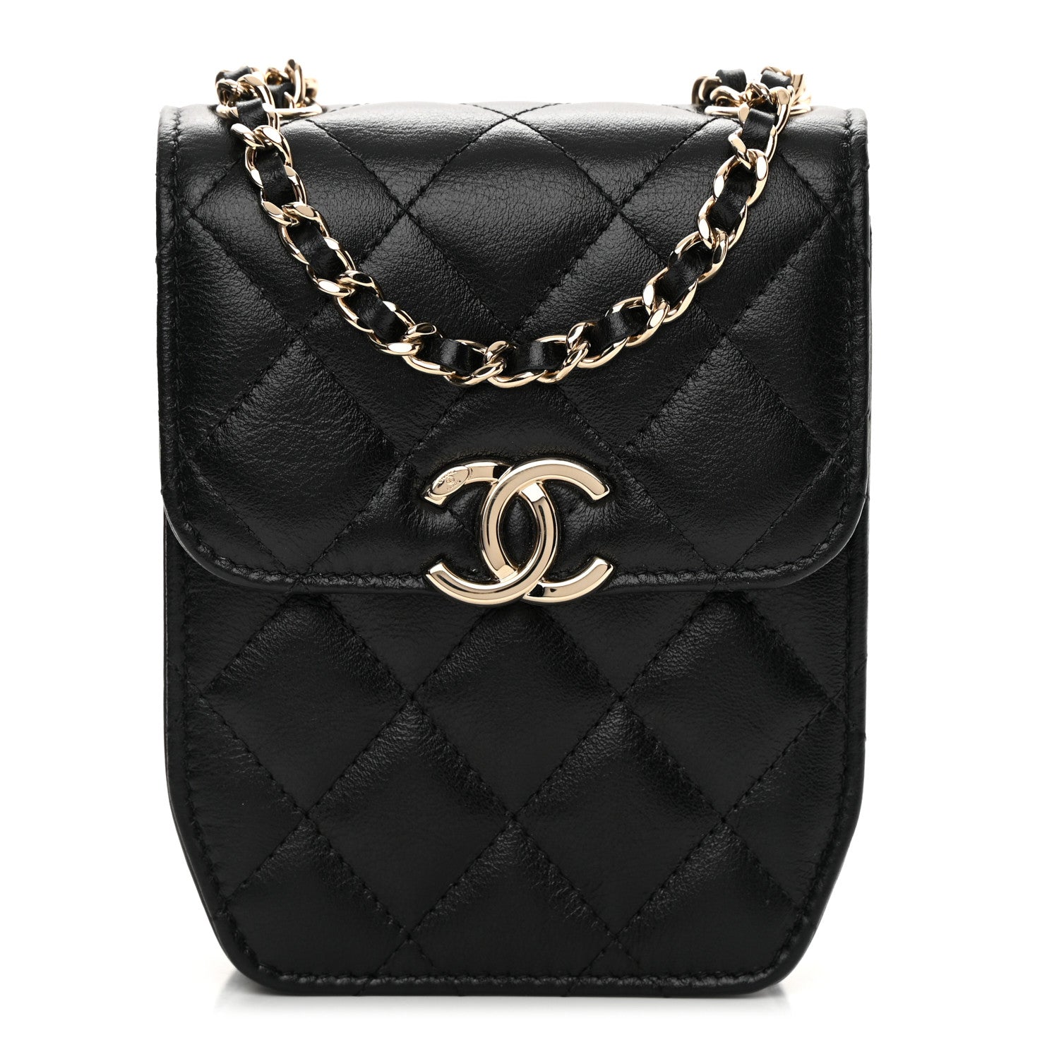Chanel Calfskin Quilted Clutch with Chain Black 1 of 13