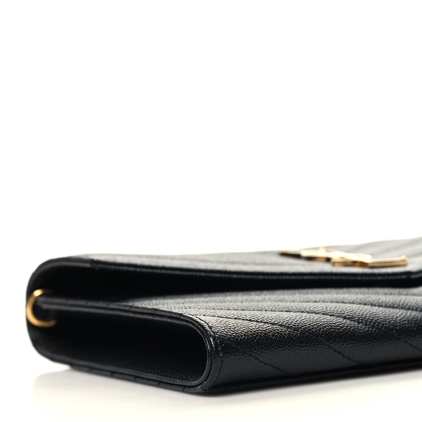 Grain De Poudre Matelasse Chevron Monogram Envelope Clutch Black