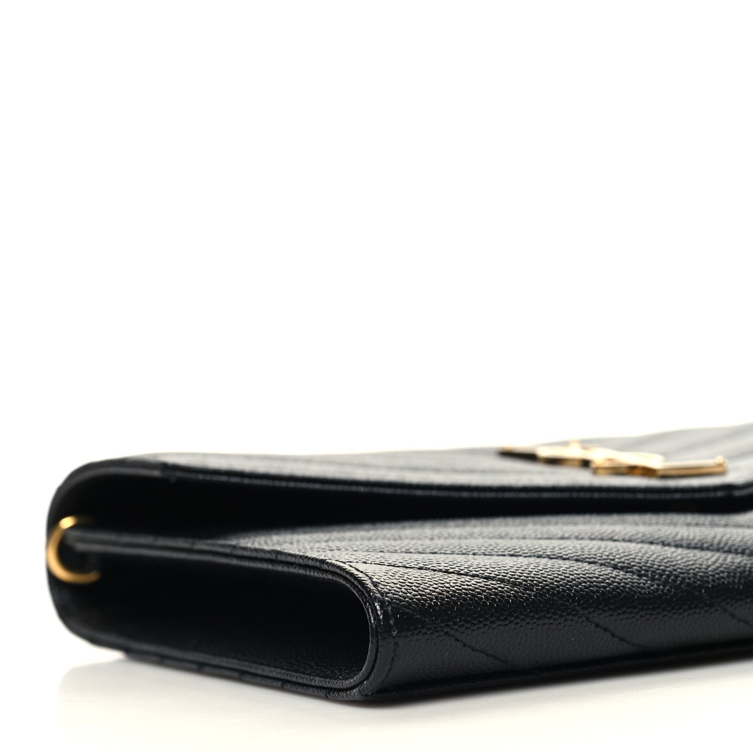 Saint Laurent Grain De Poudre Matelasse Chevron Monogram Envelope Clutch Black 8 of 10