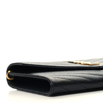 Saint Laurent Grain De Poudre Matelasse Chevron Monogram Envelope Clutch Black 8 of 10