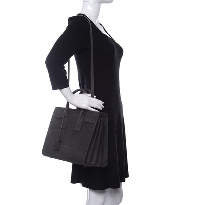 Saint Laurent Crocodile Embossed Nubuck Small Sac De Jour Dark Anthracite 2 of 9