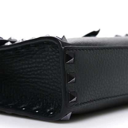 Valentino Garavani Pebbled Calfskin Monochrome Medium Rockstud Flip Lock Crossbody Bag Black 8 of 9