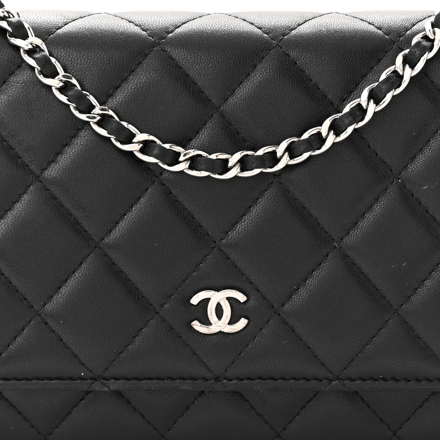 Chanel Lambskin Quilted Wallet On Chain WOC Black 9 of 12