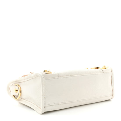 Balenciaga Chevre Gold Metallic Edge Hardware Mini City White 5 of 13