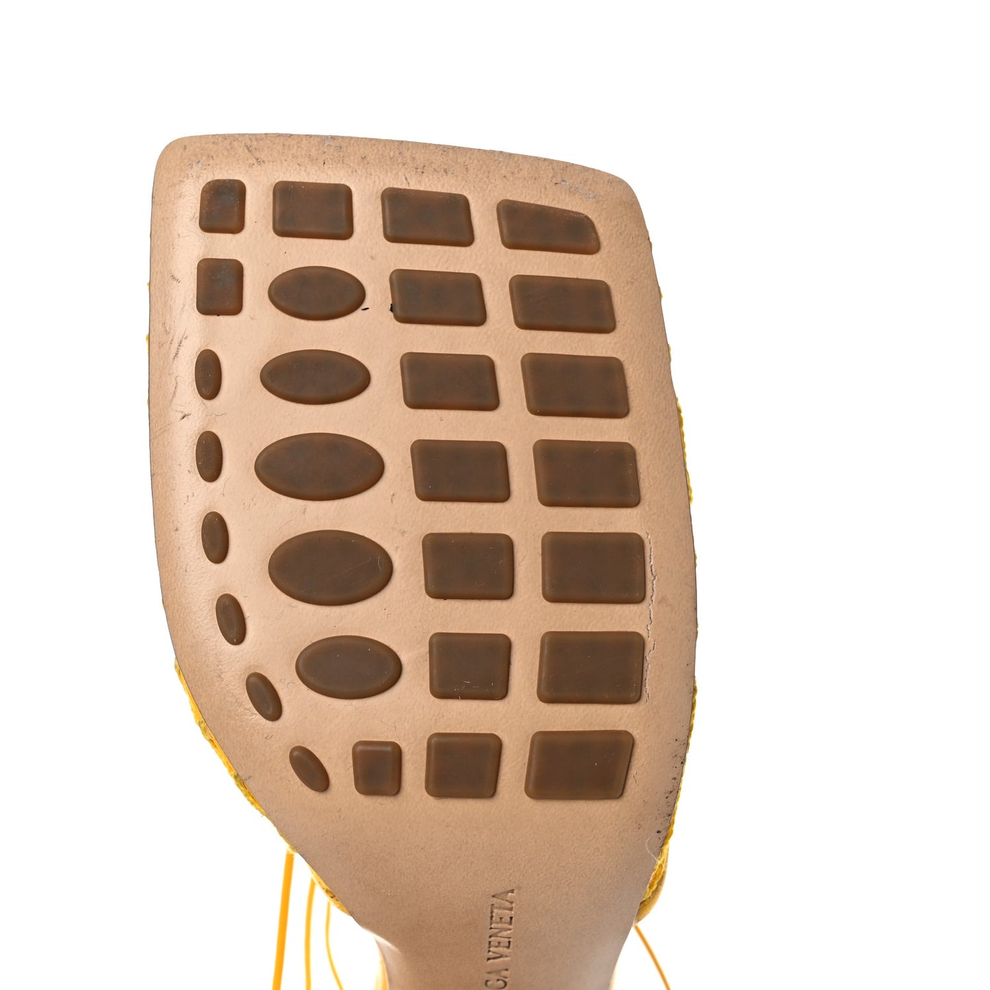 Mesh Nappa Stretch Ankle Tie Sandals 41 Egg Yolk