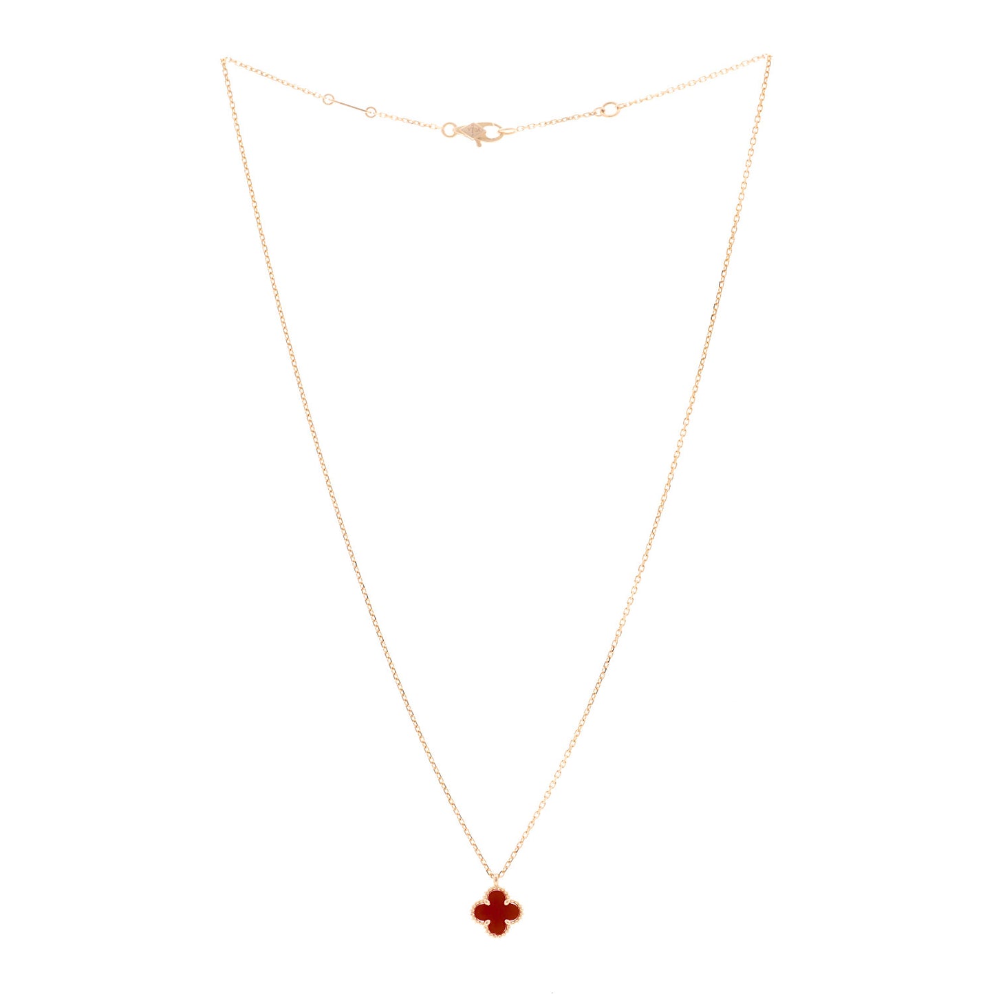 18K Rose Gold Carnelian Sweet Alhambra Pendant Necklace