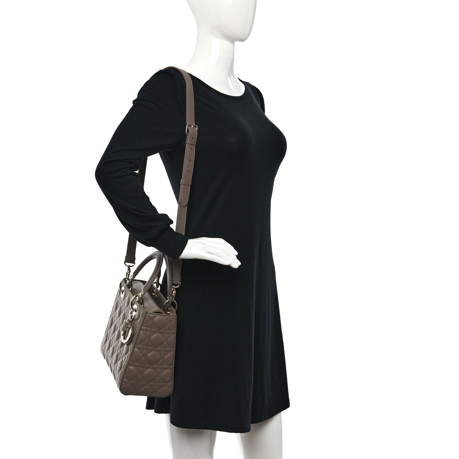 Christian Dior Lambskin Cannage Medium Lady Dior Warm Taupe 2 of 8