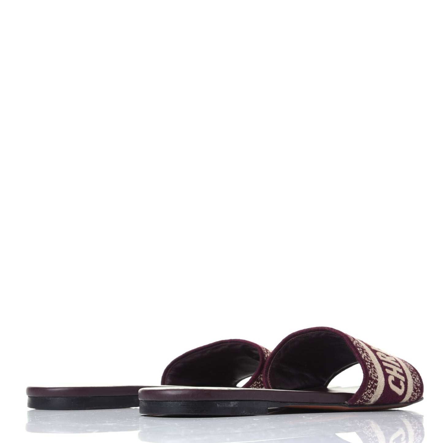 Canvas Embroidered Dway Mules Slide Sandals 37.5 Burgundy