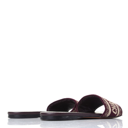 Christian Dior Canvas Embroidered Dway Mules Slide Sandals 37.5 Burgundy 4 of 10