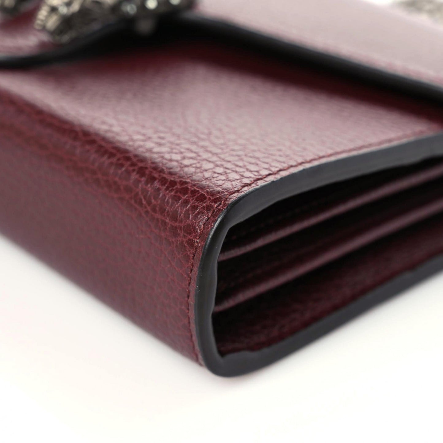Dollar Calfskin Crystal Mini Dionysus Chain Wallet Vintage Bordeaux